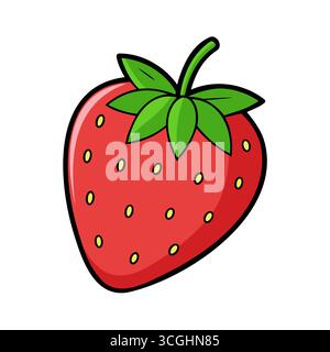 Fragola colorata. Icona di fragola isolata su sfondo bianco. Illustrazione Vettoriale