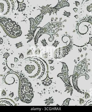 Design floreale in formato vettoriale, con stampa tessile boema adatta per l'uso in tessuti, abbigliamento, copertine, motivi e carta da parati. corsia Illustrazione Vettoriale