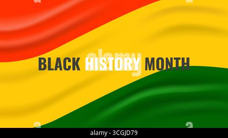 Black History Month celebrazione della carta di storia afroamericana. Rosso giallo verde. Design del poster con banner per pagine Web. Vettore. Illustrazione Vettoriale