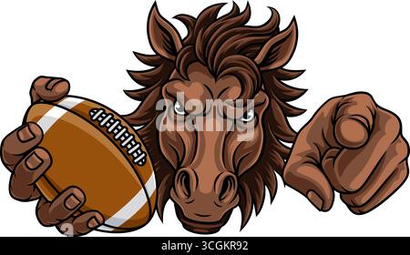 Horse Mustang Stallion Football Sports Team Mascot Illustrazione Vettoriale