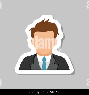 Icona dell'adesivo del profilo avatar in stile piatto. Illustrazione vettoriale del profilo utente maschile su sfondo isolato. Il profilo dell'uomo firma il concetto di business. Illustrazione Vettoriale