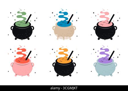 Witchs Poison Cauldron. Illustrazione Vettoriale