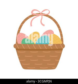 cestino pieno di uova di pasqua colorate - illustrazione vettoriale Illustrazione Vettoriale