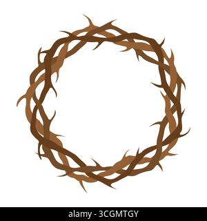 Corona di spine, Crocifissione di Gesù Cristo, concetto venerdì Santo - illustrazione vettoriale Illustrazione Vettoriale