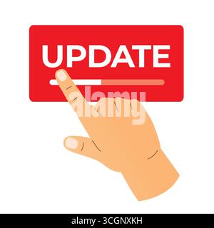 pressione manuale del pulsante di aggiornamento; importanza di mantenere aggiornato il software concetto - illustrazione vettoriale Illustrazione Vettoriale