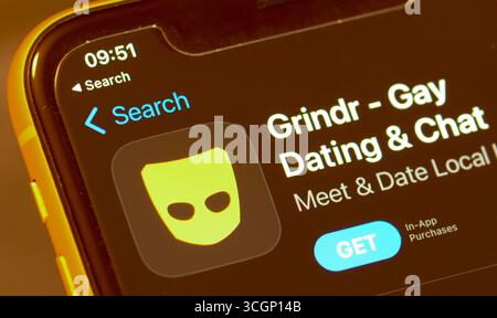Grindr - Gay Dating & Chat app da scaricare dall'Apple App Store Foto Stock