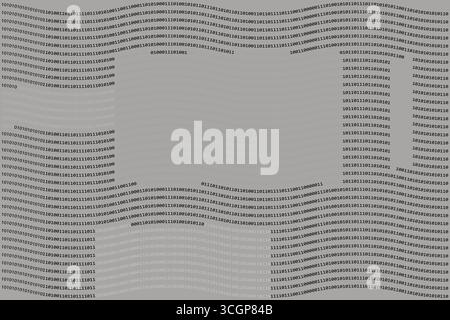 Zero una matrice astratta del codice binario. Modello di codice binario con distorsioni ondulate. Illustrazione Vettoriale
