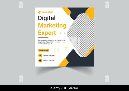 Modello di banner per social media di Modern Digital Marketing Agency: Promozione online creativa progettazione vettoriale Illustrazione Vettoriale