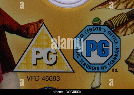 Classificazione PG sull'ufficio del censore DVD PG Film Foto Stock