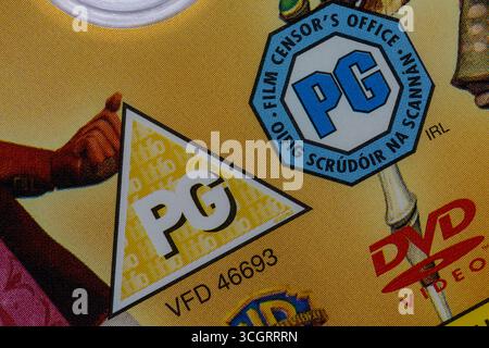 Classificazione PG sull'ufficio del censore DVD PG Film Foto Stock