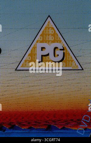 Classificazione PG su custodia DVD - guida dei genitori Foto Stock