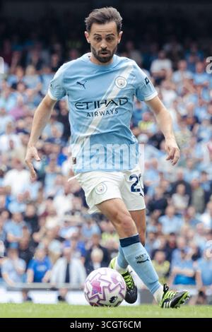 Manchester, Regno Unito. 23 agosto 2025. MANCHESTER, INGHILTERRA - 23 AGOSTO: Bernardo Silva del Manchester City durante una partita di Premier League 2025/26 tra Manchester City e Tottenham Hotspur all'Etihad Stadium il 23 agosto 2025 a Manchester, Inghilterra. Credito: SPP Sport Press Photo. /Alamy Live News Foto Stock