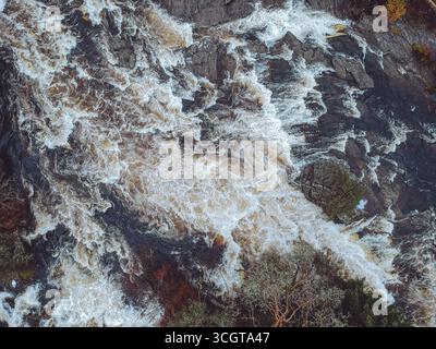 Cascate di Dochart dall'aria Foto Stock