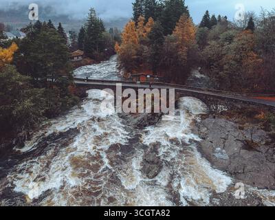 Cascate di Dochart dall'aria Foto Stock