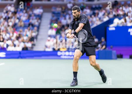 Flushing Meadow, Stati Uniti. 29 agosto 2025. Nel terzo turno all'Arthur Ashe Stadium il giorno 6 al 2025 US Open Tennis Championship all'USTA Billie Jean King National Tennis Center di New York City venerdì 29 agosto 2025. Foto di Corey Sipkin/UPI credito: UPI/Alamy Live News Foto Stock