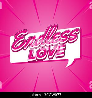 Vivace design rosa Love text con audace tipografia retrò, perfetto per temi romantici e decorazioni di San Valentino Illustrazione Vettoriale