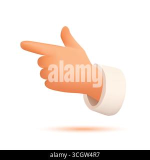 Mano umana in una manica rivolta verso sinistra. Moderna icona vettoriale per interfaccia, design, emoji, app o uso Web. Illustrazione 3D. Illustrazione Vettoriale