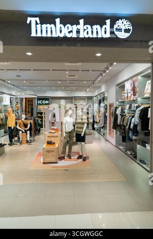 Petaling Jaya, Malesia - 14 luglio 2024: Negozio Timberland al centro commerciale Sunway Pyramid. Foto Stock