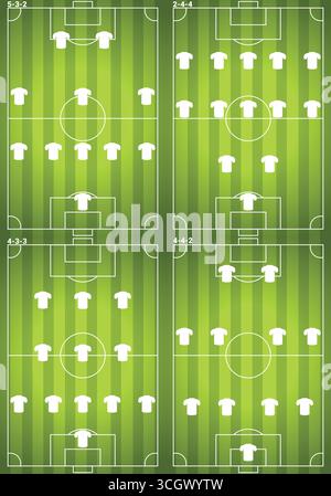 Illustrazione vettoriale della strategia di calcio di uno schizzo di un greenboard Illustrazione Vettoriale
