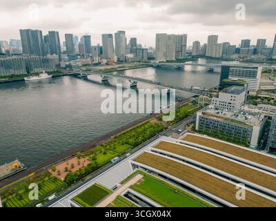 Vista aerea del porto di Odaiba a Tokyo, Giappone. Foto di alta qualità Foto Stock