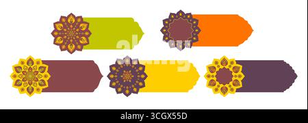 Set di striscioni indiani con Rangoli per Diwali Illustrazione Vettoriale