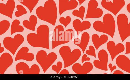I simboli colorati del cuore si ripetono con un motivo senza cuciture. Decorazioni graziose e romantiche adatte per tessuti, carta, design digitale, progetti di San Valentino, matrimoni Illustrazione Vettoriale