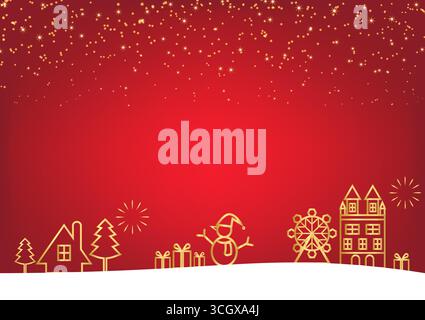 Sfondo rosso natalizio per il biglietto di auguri. Illustrazione vettoriale. Illustrazione Vettoriale