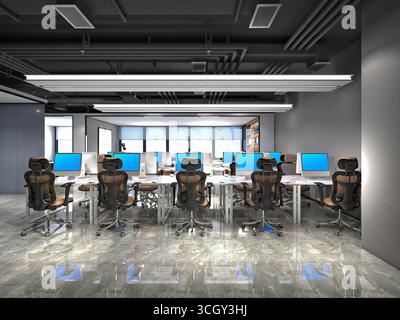 3D render ufficio moderno Foto Stock