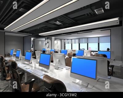 3D render ufficio moderno Foto Stock
