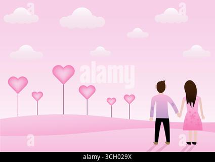 Il passato di Valentine. Buon San Valentino. Illustrazione vettoriale. Illustrazione Vettoriale