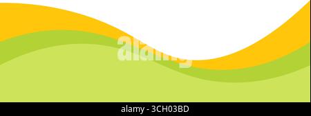 Sfondo uniforme per striscioni a onda di colore giallo e verde. Illustrazione vettoriale Illustrazione Vettoriale