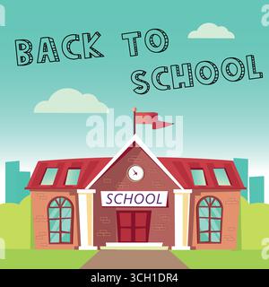 Vettore di concetto Back to School Building Illustrazione Vettoriale
