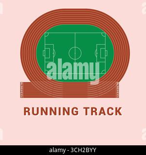 illustrazione vettoriale del campo da calcio con area di corsa Illustrazione Vettoriale