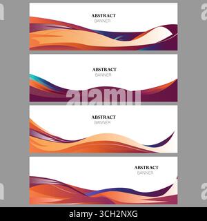 Set di 4 modelli di striscioni Clean Modern per la progettazione Illustrazione Vettoriale