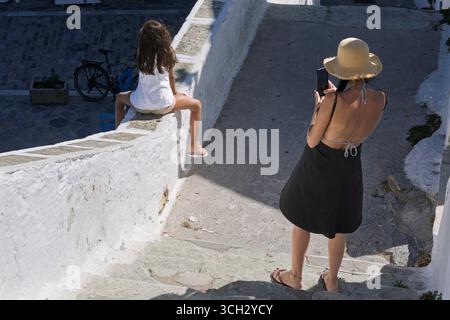 Agios Loannis Chapel a Skopelos, una popolare attrazione turistica resa famosa dal film Mamma mia. Skopelos è un'isola greca nell'Egeo occidentale Foto Stock