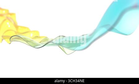 Onda di vetro colorata su rendering 3d bg bianco Foto Stock