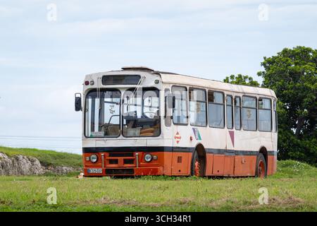 Varadero, Cuba - 2 settembre 2023: Abbreviato Pegase 6038 Unicar bus dagli anni '1980 a Varadero, Cuba per il trasporto dei lavoratori Foto Stock