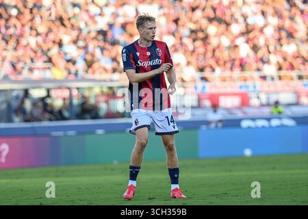 Bologna, Italia. 31 agosto 2025. Heggem Torbjorn (Bologna FC) durante Bologna FC vs Como 1907, partita di serie A A Bologna, Italia, agosto 30 2025 crediti: Agenzia fotografica indipendente/Alamy Live News Foto Stock