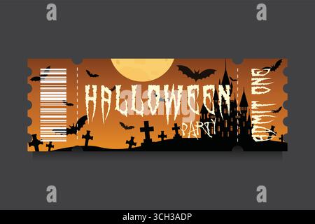 Illustrazione vettoriale modello biglietto per la festa di Halloween. Illustrazione Vettoriale