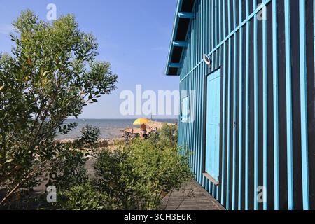 Porto di Larros a Gujan-Mestras, la capitale delle ostriche del bacino di Arcachon. Francia. Foto Stock