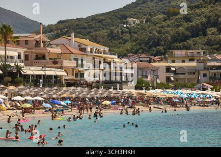 Parga, località balneare, regione greca di Preveza, costa ionica. Foto Stock