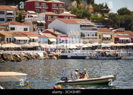 Parga, località balneare, regione greca di Preveza, costa ionica. Foto Stock