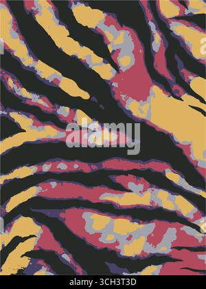 Pelle animale senza cuciture. zebra , zebra con fiori, zebra con leone. illustrazione vettoriale Illustrazione Vettoriale