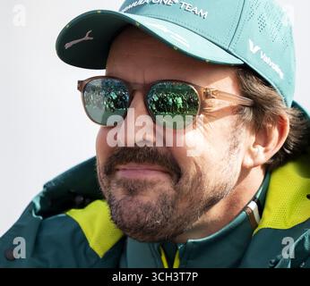 ZANDVOORT - Fernando Alonso (Aston Martin) durante la parata dei piloti prima del Gran Premio d'Olanda di F1 sul circuito di Zandvoort. LEVIGATRICE ANP KONING Foto Stock