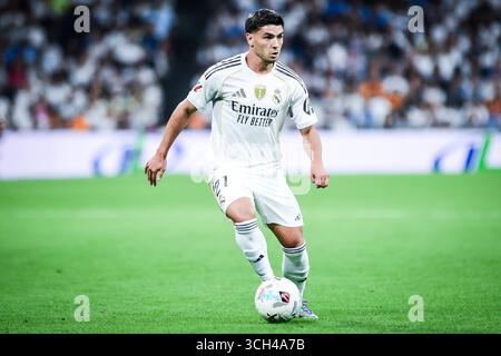 Madrid, Espagne. 30 agosto 2025. Brahim DIAZ del Real Madrid durante la partita di calcio spagnola della Liga tra il Real Madrid CF e l'RCD Mallorca il 30 agosto 2025 allo stadio Santiago Bernabeu di Madrid, Spagna - foto Matthieu Mirville (Gustavo Valiente)/DPPI Credit: DPPI Media/Alamy Live News Foto Stock
