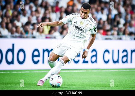 Madrid, Spagna, Spagna. 30 agosto 2025. Kylian MBAPPE del Real Madrid durante la partita di LaLiga tra il Real Madrid CF e l'RCD Mallorca allo stadio Santiago Bernabeu il 30 agosto 2025 a Madrid, Spagna. (Credit Image: © Matthieu Mirville/ZUMA Press Wire) SOLO PER USO EDITORIALE! Non per USO commerciale! Foto Stock