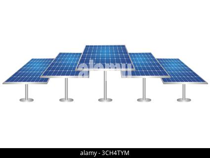 Pannello solare. Energia solare. Cella solare isolata su sfondo bianco. Illustrazione vettoriale. Illustrazione Vettoriale