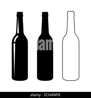 Icona bottiglia di birra illustrazione vettoriale isolata su sfondo bianco. Illustrazione Vettoriale