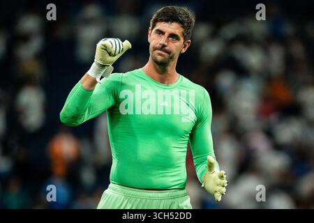 Madrid, Espagne. 30 agosto 2025. Thibaut COURTOIS del Real Madrid durante la partita di calcio della Liga spagnola tra il Real Madrid CF e l'RCD Mallorca il 30 agosto 2025 allo stadio Santiago Bernabeu di Madrid, Spagna - foto Matthieu Mirville (Tomas Garrido)/DPPI Credit: DPPI Media/Alamy Live News Foto Stock