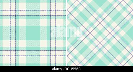 Due motivi di tartan senza cuciture. Texture pastello moderne ed eleganti per sfondi, abbigliamento o tessuti. Fantasie classiche e versatili. Illustrazione Vettoriale